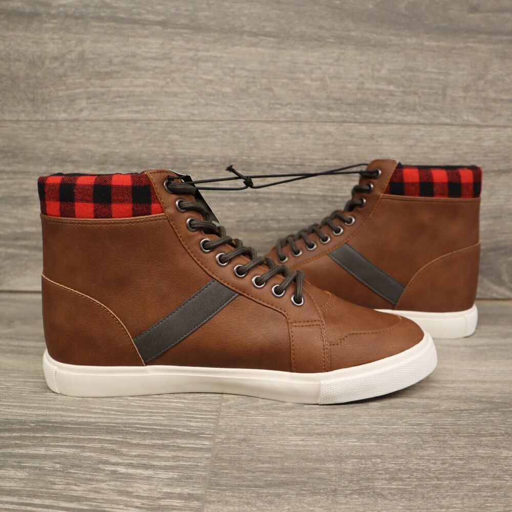New Express- PU Upper Red Black Flannel Lining Shoe Brown RN 55285 ID 5957 21409